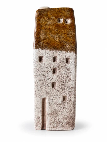 Domek ceramiczny świecznik musztardowy 10cm
