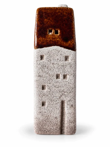 Domek ceramiczny świecznik ciemnobrązowy 10cm