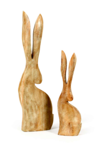 Zając z drewna mango S 39cm